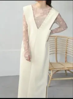 685) バブ　ロングワンピース　パール付き　2way ジャンバースカート