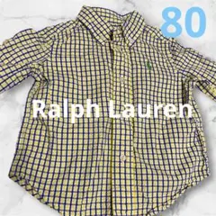 Ralph Lauren ラルフローレン　チェック柄ボタンダウン長袖シャツ　80