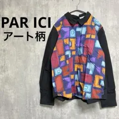 PARICI パーリッシィ 柄物 長袖 シャツ ブラウス 総柄 ネイビー 紺 Fのサムネイル