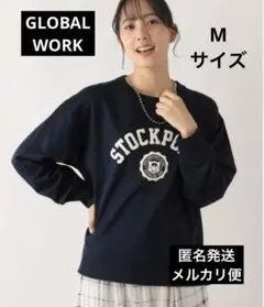 GLOBAL WORK 乾きやすいスウェットプリント長袖