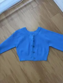 青色 長袖カーディガン 前開き