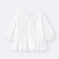 GU レースペプラムブラウス