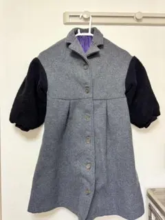 異素材切り替えコート 120 グレー ボア袖 アウター キッズ