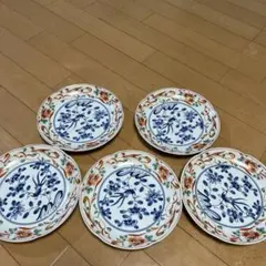 花柄の陶器皿5枚セット