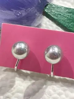 シルバー 貝パール クリンチ式 イヤリング8mm