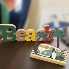 ビーチサーフテーマの木製置物2点セット