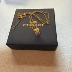 ハート型金色ネックレス クリスタル付き