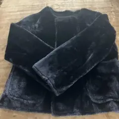 リバーシブル　ダークブルー ファーコート
