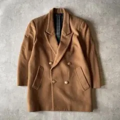 90s vintage 캐시미어 코트 더블 브레스트 골드 버튼 캐주얼 헌 옷