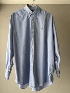 【90s】ラルフローレン BLAIRE ギンガムチェックシャツ 刺繍ロゴ 青 S