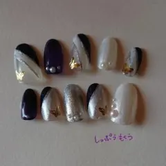 ネイルチップ 和ネイル 群青×パールホワイト