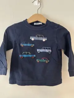 車刺繍 ネイビー 長袖Tシャツ