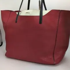 【極美品】フルラ　ファンタジア　トートバッグ　大容量A4　肩掛けバイカラー赤　白