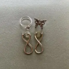 無限大デザイン イヤリング 蝶モチーフ