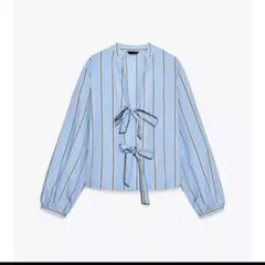 新品タグ付き　ストライプ リボンブラウス