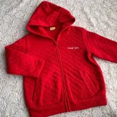 ムージョンジョン 赤 キルティングジャケット 赤　フード付き　95