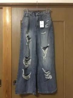 GRL ダメージカットルーズデニムパンツ