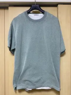 BAYFLOW グリーン ストライプ ニット 半袖