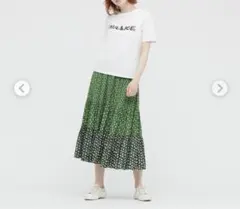 ユニクロPaul &JoeティアードスカートSグリーン