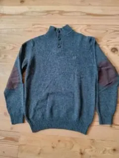 【CHAPS】チャップス エルボーパッチセーター グレー Sサイズ 刺繍ロゴ H