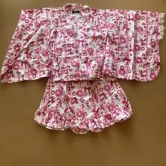 RICH MIX 花柄　浴衣ドレス 140 綿　ピンク　白　セパレート