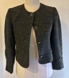 ダークグリーン・オレンジ混合ショートジャケット