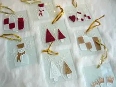 クリスマス　ガラス　オーナメントセット　8枚セット