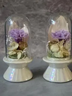 プリザーブドフラワー 仏花 ガラスドーム入り 供花 一回忌 初盆 白菊