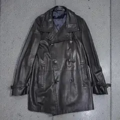 00s CALVINCLEIN lamb leather coat double