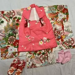 七五三　3歳　被布　着物　アンティーク　正絹　ピンク