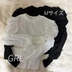 【GRL】パフスリーブ 長袖トップス ホワイト ブラック