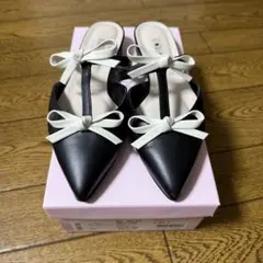 DIANA リボン付きポインテッドトゥミュール Mサイズ