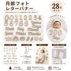 月齢フォト レターバナー 木製 28点セット ニューボーンフォト 成長記録のサムネイル