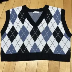ダイヤモンド柄 Vネック ニットベスト