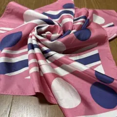 MOMY COLLECTION シルクスカーフ ピンク ドット柄