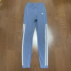 美品　adidas レギンス Lブルー スリーストライプ ヨガ ジム