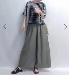 studio CLIP　イジーケア接触冷感　多機能バギーパンツ　カーキ