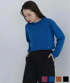 TINA:JOJUN ブルー クルーネック ニット 長袖