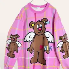 ♥️人気 ミニケー 天使のクマ柄 ゆるダボ ビッグシルエットスウェットトップ Ｆ