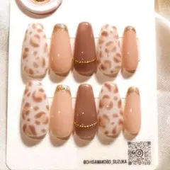 #653 ハンドメイド ネイルチップ レオパード柄　ピンク