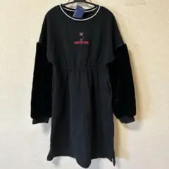 新品 タグ付き アナスイミニ TiTi袖ファーカット ワンピース 黒 猫