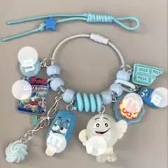 じゃらじゃらキーホルダー　水色系　青系