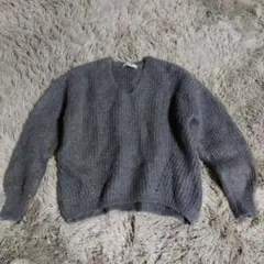 nano UNIVERSE グレー Vネックセーター 羊毛 モヘア