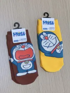 【2足セット】ドラえもん　靴下　茶　黄　13〜18cm