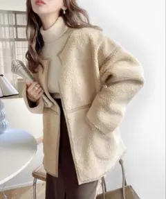 classicalelf / パイピングボアコート　ベージュ　L