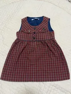 ファミリア　ジャンパースカート　90 赤チェック