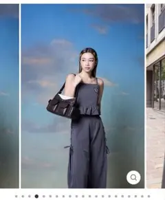 Amlycity グリッターサイドリボンスラックス グリッターフリルビスチェ 