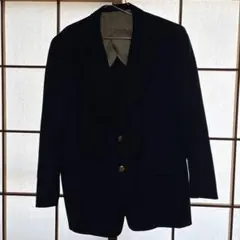 テーラードジャケット 紺色 古着 レトロ モード