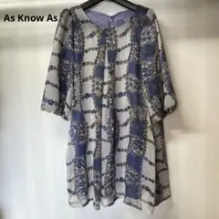 アズノゥアズ レトロ花柄 ボリューム袖 チュニック ワンピース