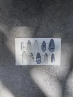 グレー・ホワイト ネイルチップセット 10個